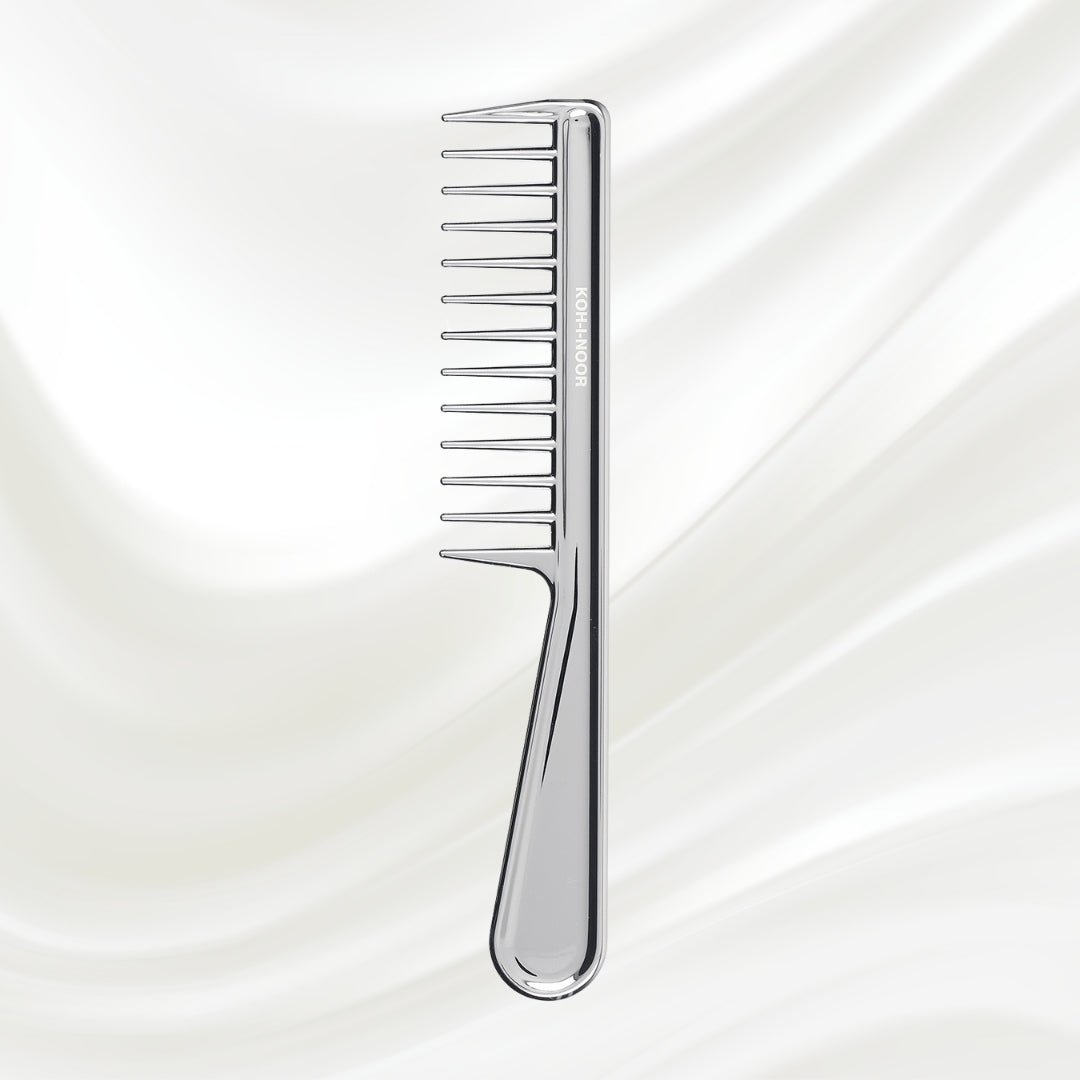 Metallic Wide Tooth Comb with Handle KOH-I-NOOR Beauty USA