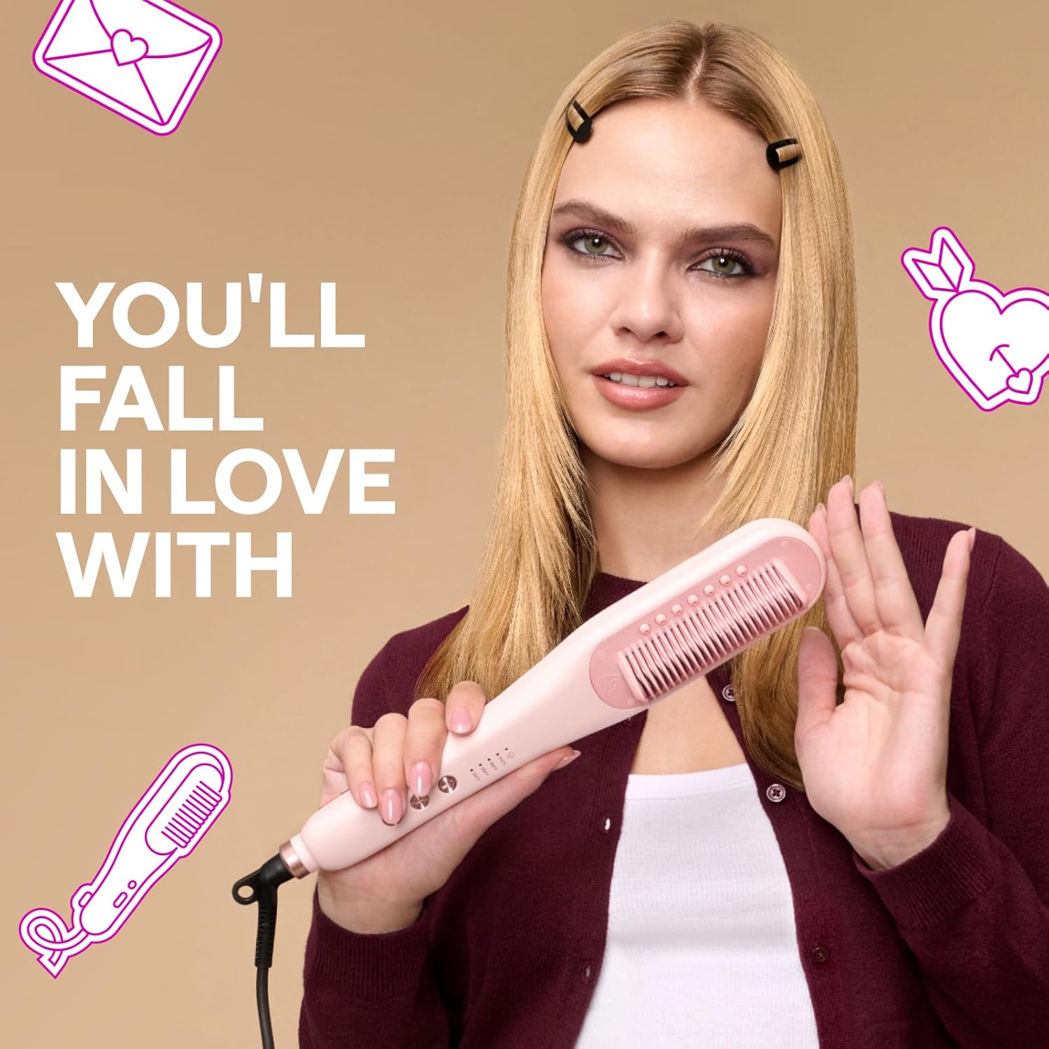 Wavytalk Pro Steam Hair Straightener Brush, Steamline Pro 3 in 1 Straightening Brush, Steam Reduces Damage, Nourishes Hair, and Expedites Straightening 7DAY'S