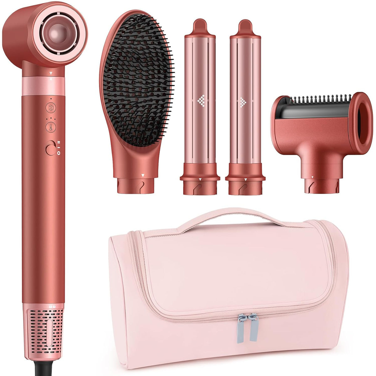 5 in 1 Hot Air Styler Wrap – High-Speed Hair Dryer Brush with Auto Wrap Curlers, Fast Drying & Frizz-Free Styling, No Heat Damage, Volumizing Brush with Travel Bag 7DAY'S
