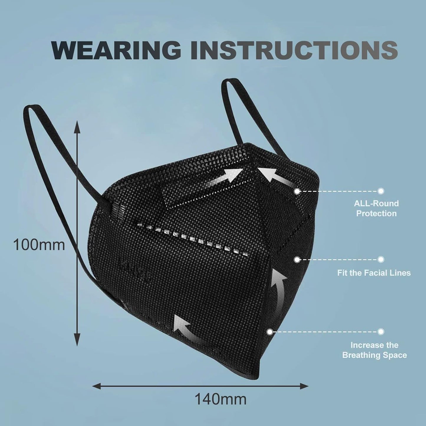 TaiMu - Kids KN95 Face Mask 25pc(Black)