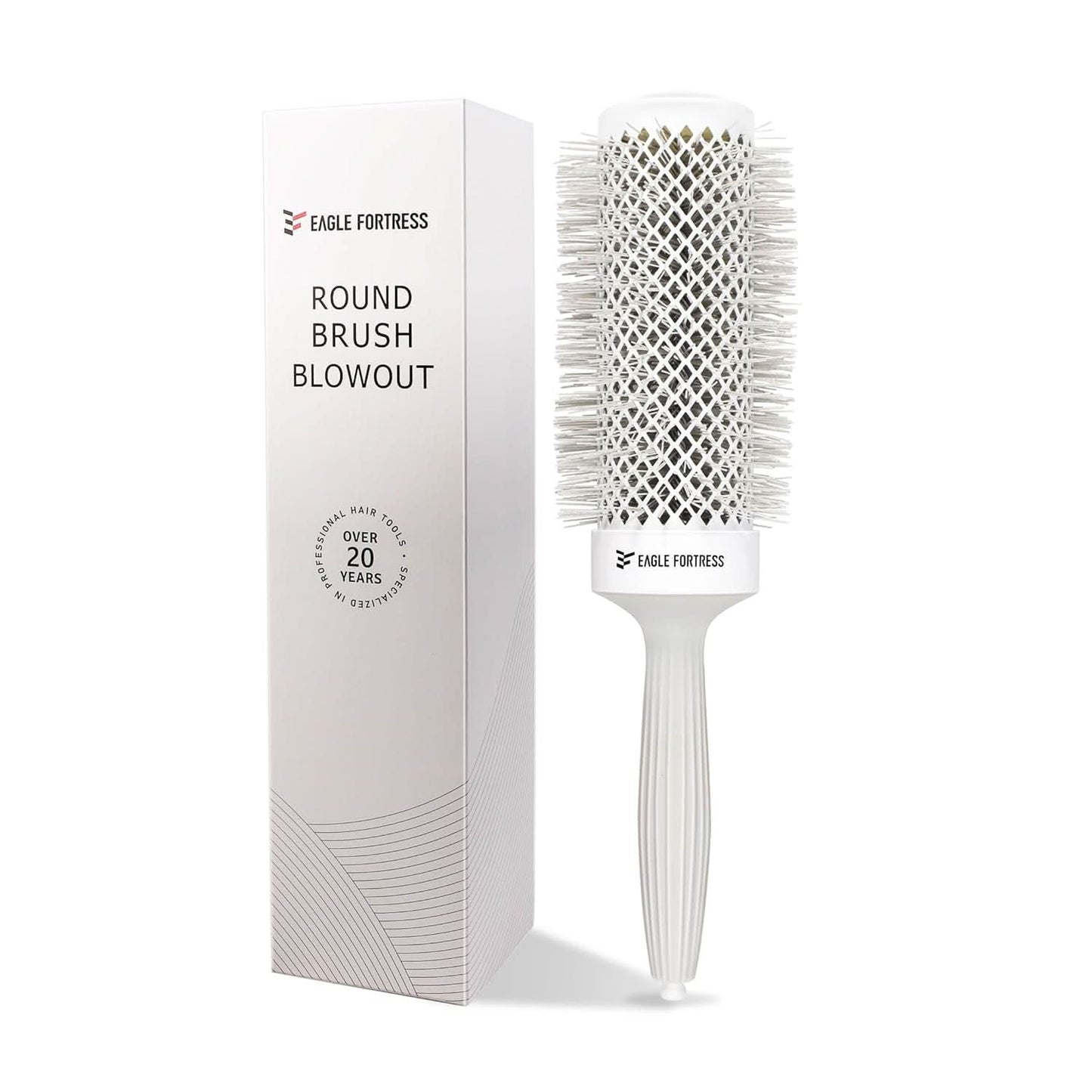 Eagle Fortress XL Ceramic + Ionic Round Hair Brush 2 inch - Grey The Beauty Box