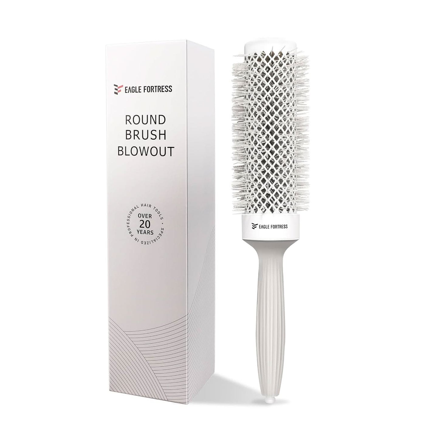 Eagle Fortress XL Ceramic + Ionic Round Hair Brush 1.69 in - Grey The Beauty Box