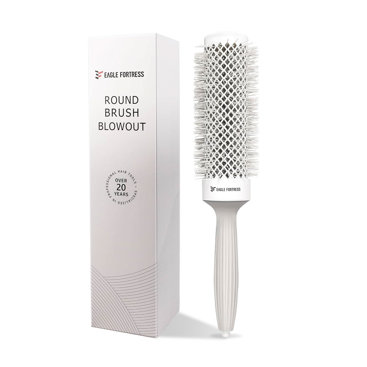 Eagle Fortress XL Ceramic + Ionic Round Hair Brush 1.69 in - Grey The Beauty Box