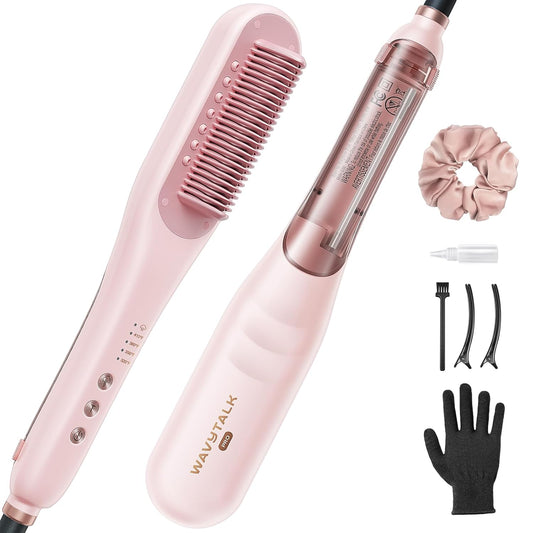 Wavytalk Pro Steam Hair Straightener Brush, Steamline Pro 3 in 1 Straightening Brush, Steam Reduces Damage, Nourishes Hair, and Expedites Straightening 7DAY'S