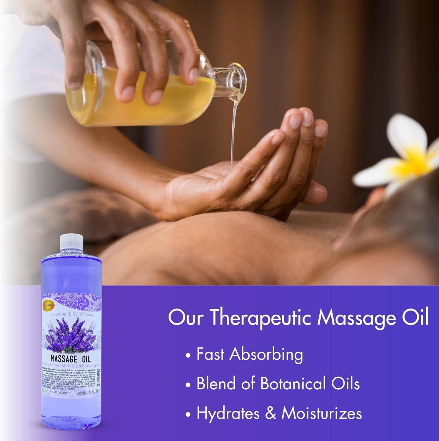 Massage Oil 32oz - Lavender & Wildflower | Mani Pedi Body Lunali Nail Supply