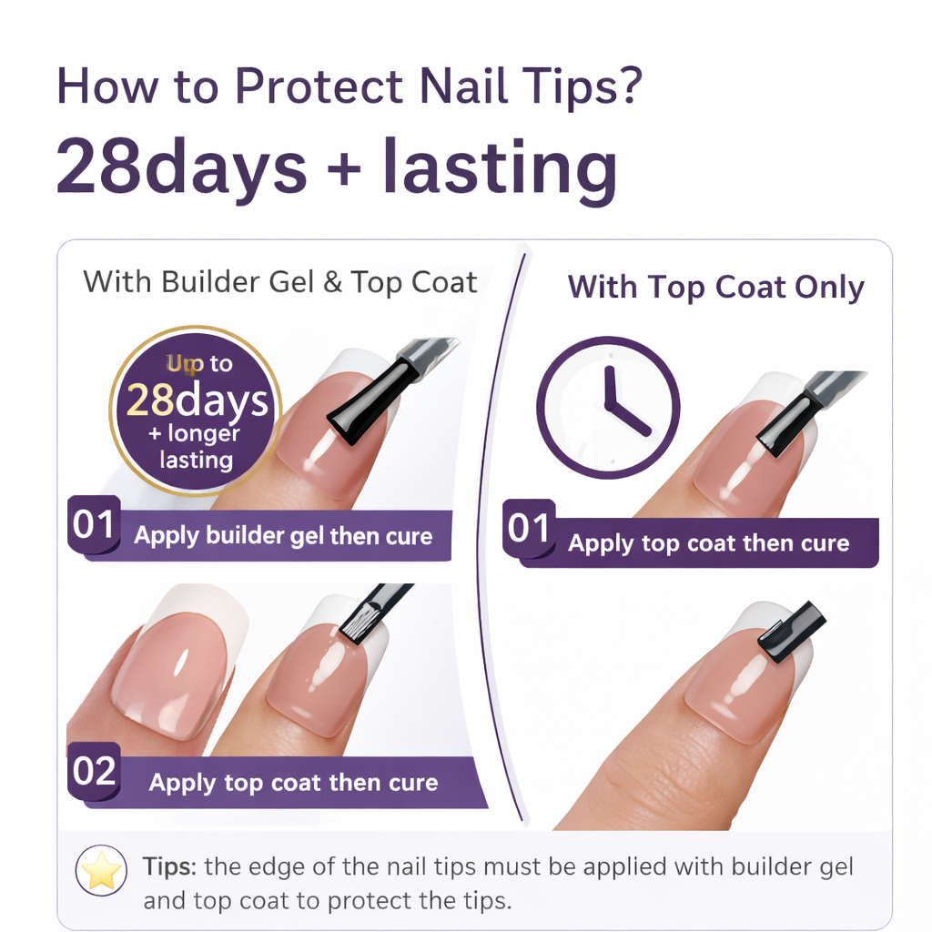 Salon-Style French Tip Press-On Nails - Coffin #038 VIAI BEAUTY