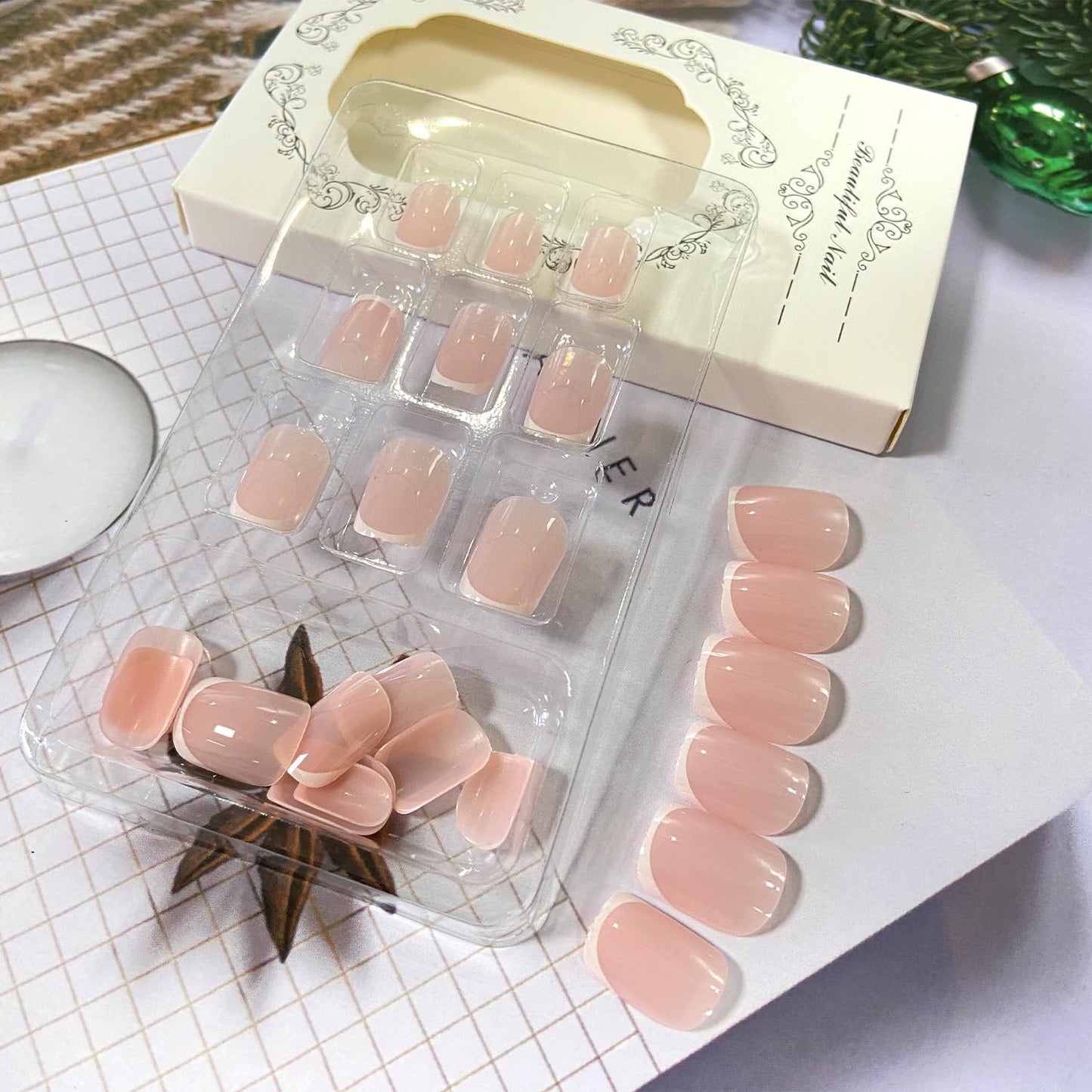 Salon-Style French Tip Press-On Nails - Square #04 VIAI BEAUTY