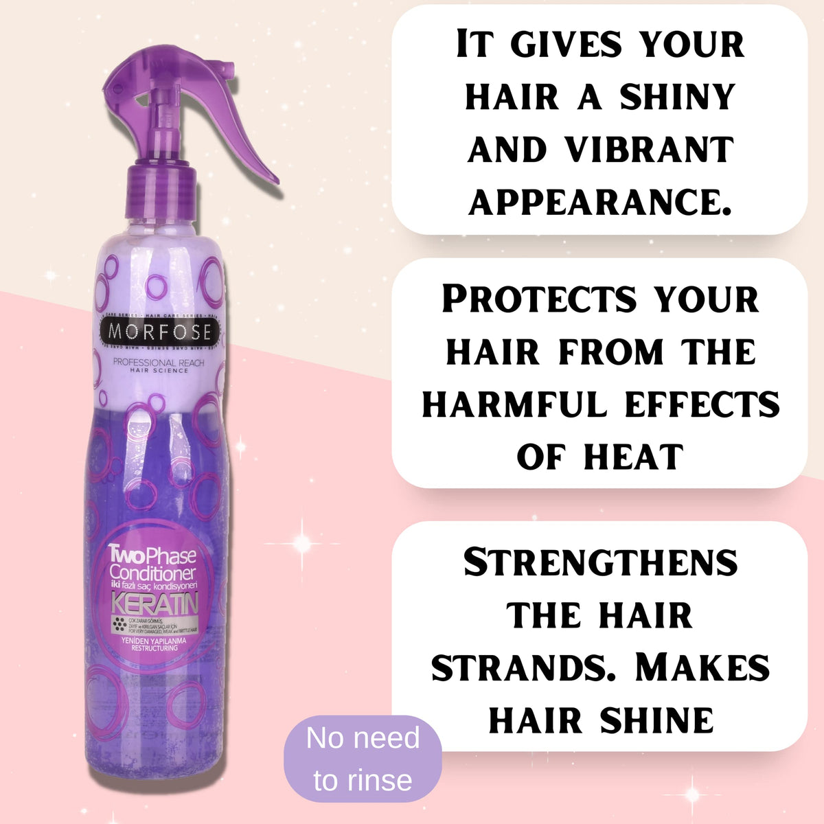 Morfose Two Phase Detangling Spray 400ml - Smooth & Nourish | Hair Care Beauty Care Bag
