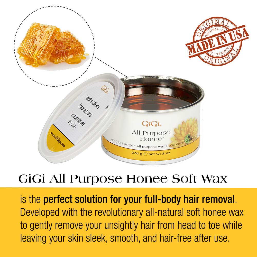 All Purpose Honee Hair Removal Soft Wax for All Skin and Hair Types, 14 oz Lunali Nail Supply