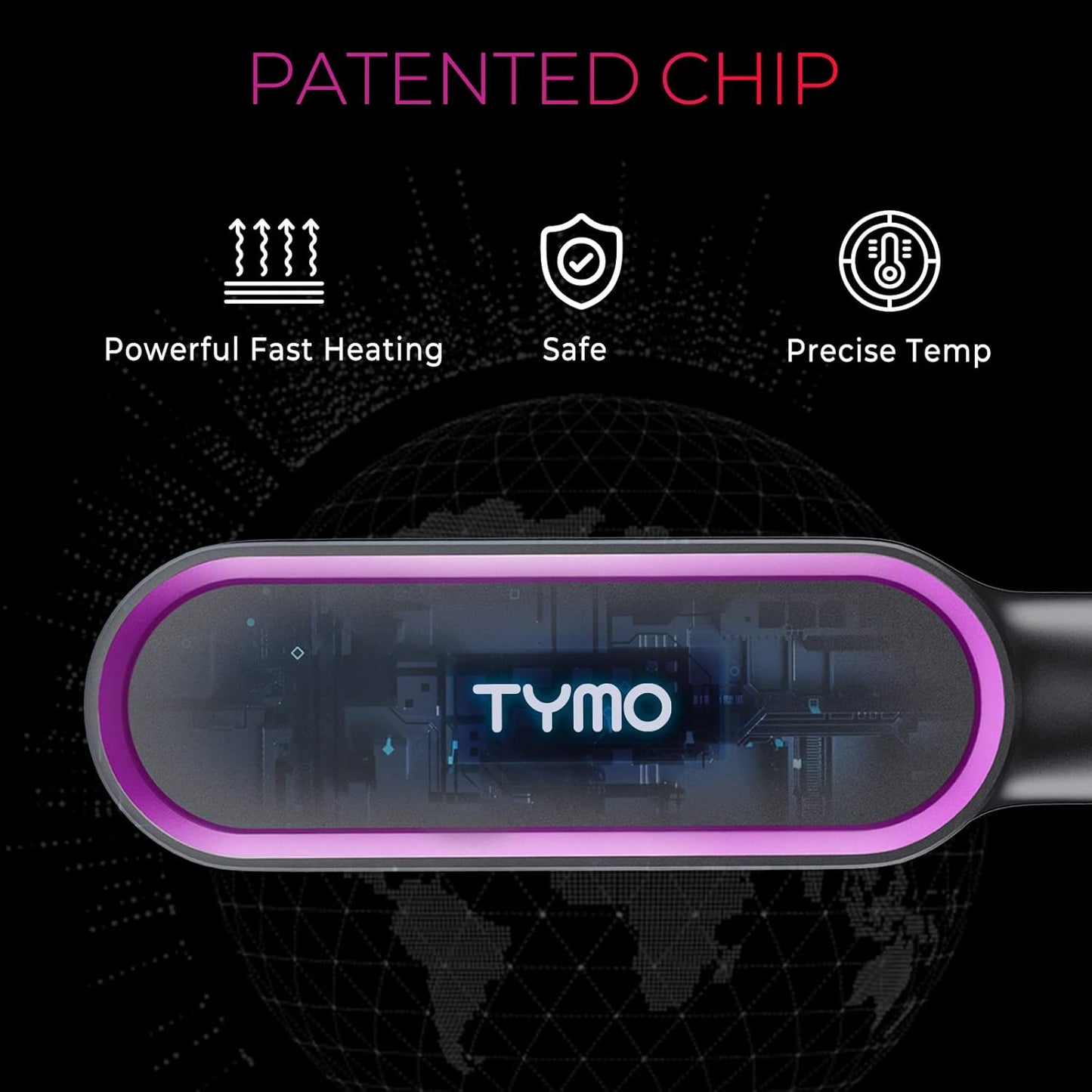 Hair Straightener Brush, TYMO Ring Hair Straightener Comb Straightening Brush for Women with 5 Temps 20s Fast Heating & Dual Voltage, Black 7DAY'S
