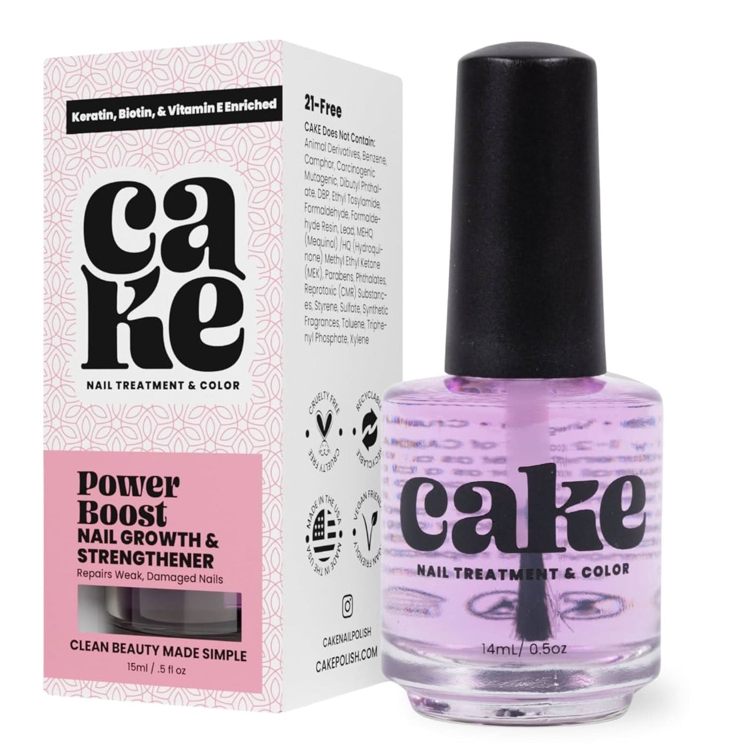 Cake Polish Power Boost Nail Growth & Strengthening 0.5 oz The Beauty Box