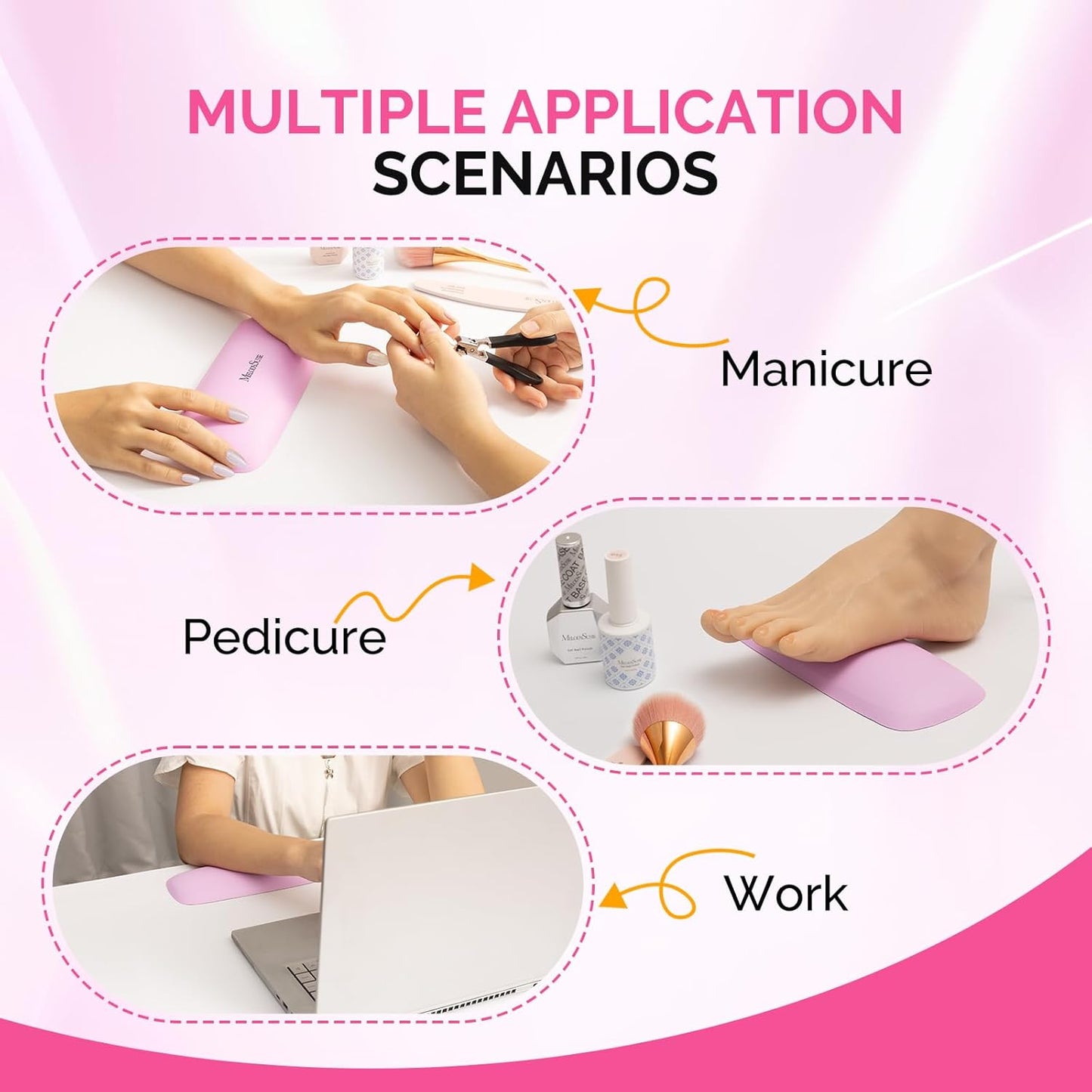 Portable PU Leather Nail Arm Rest - Pink Lunali Nail Supply