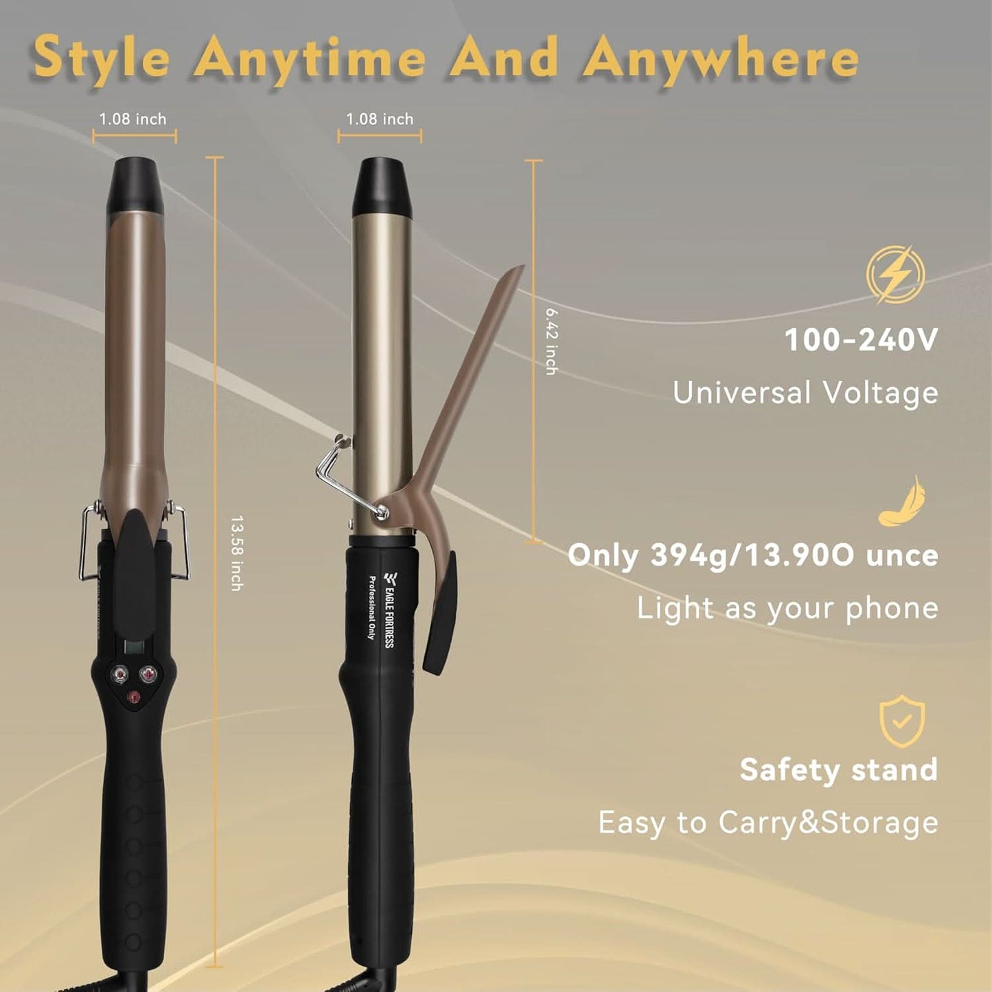 Eagle Fortress 1" Ceramic Curling Iron - Curling Wand JPA010 The Beauty Box