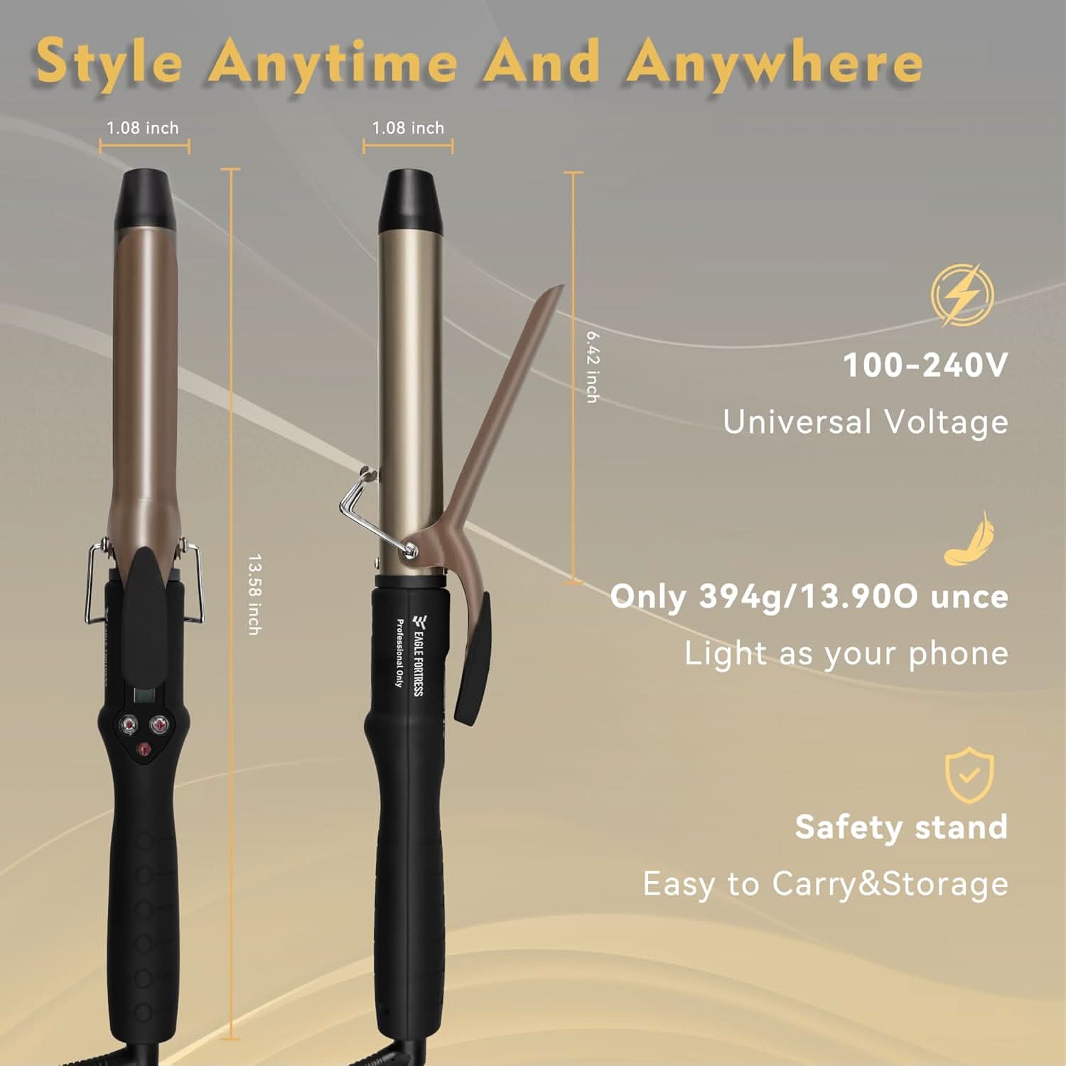 Eagle Fortress 1" Ceramic Curling Iron - Curling Wand JPA010 The Beauty Box