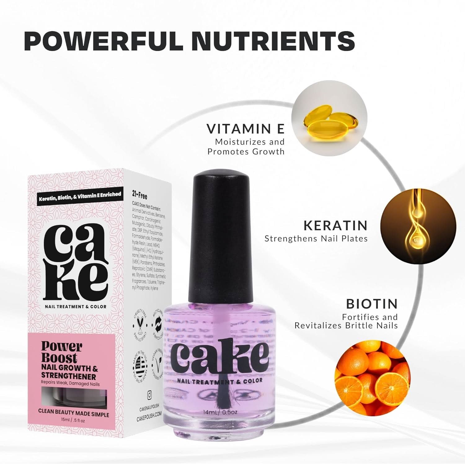 Cake Polish Power Boost Nail Growth & Strengthening 0.5 oz The Beauty Box