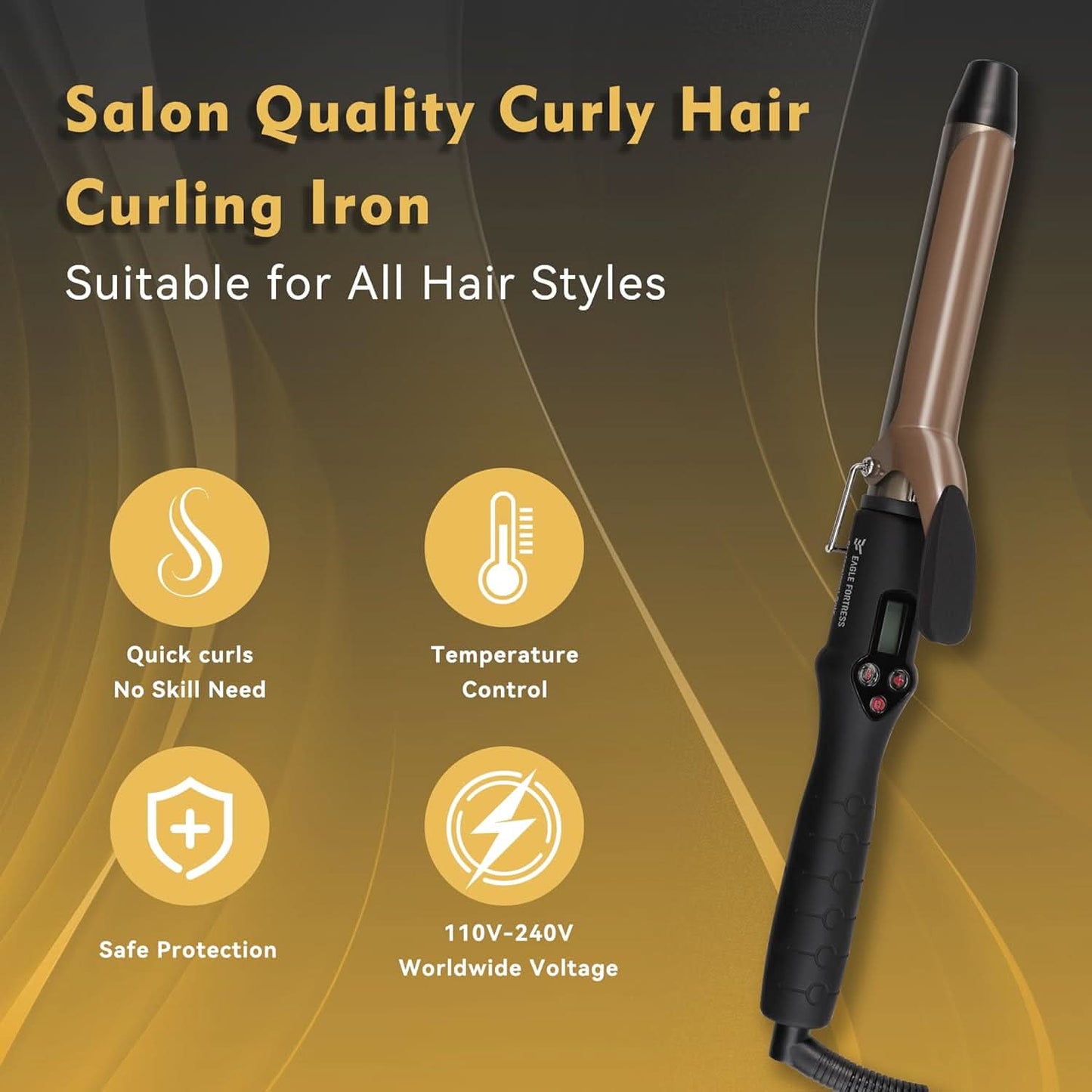 Eagle Fortress 1" Ceramic Curling Iron - Curling Wand JPA010 The Beauty Box