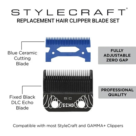 STYLECRAFT DLC ECHO BLADE BLUE CERAMIC CUTTER (#SC554B) N.O.S. Barber Supply
