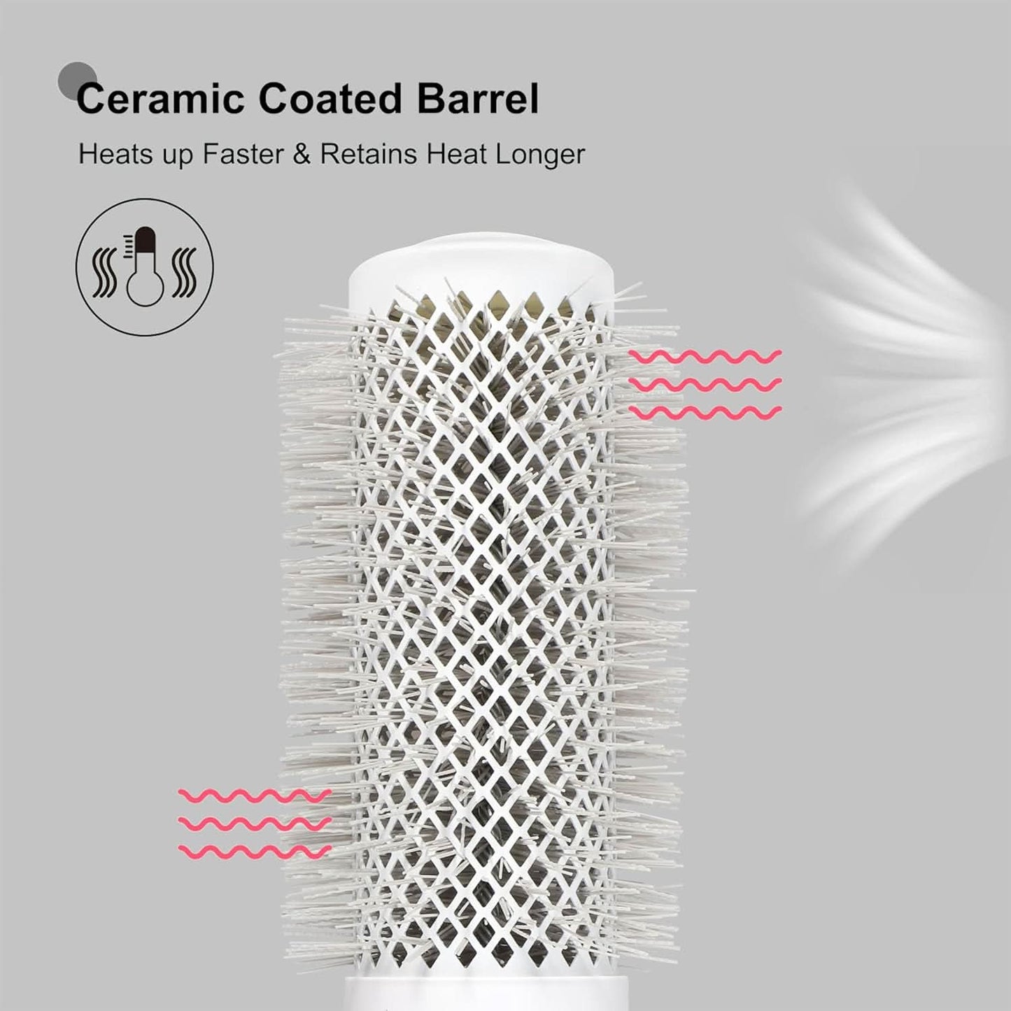 Eagle Fortress XL Ceramic + Ionic Round Hair Brush 2 inch - Grey The Beauty Box