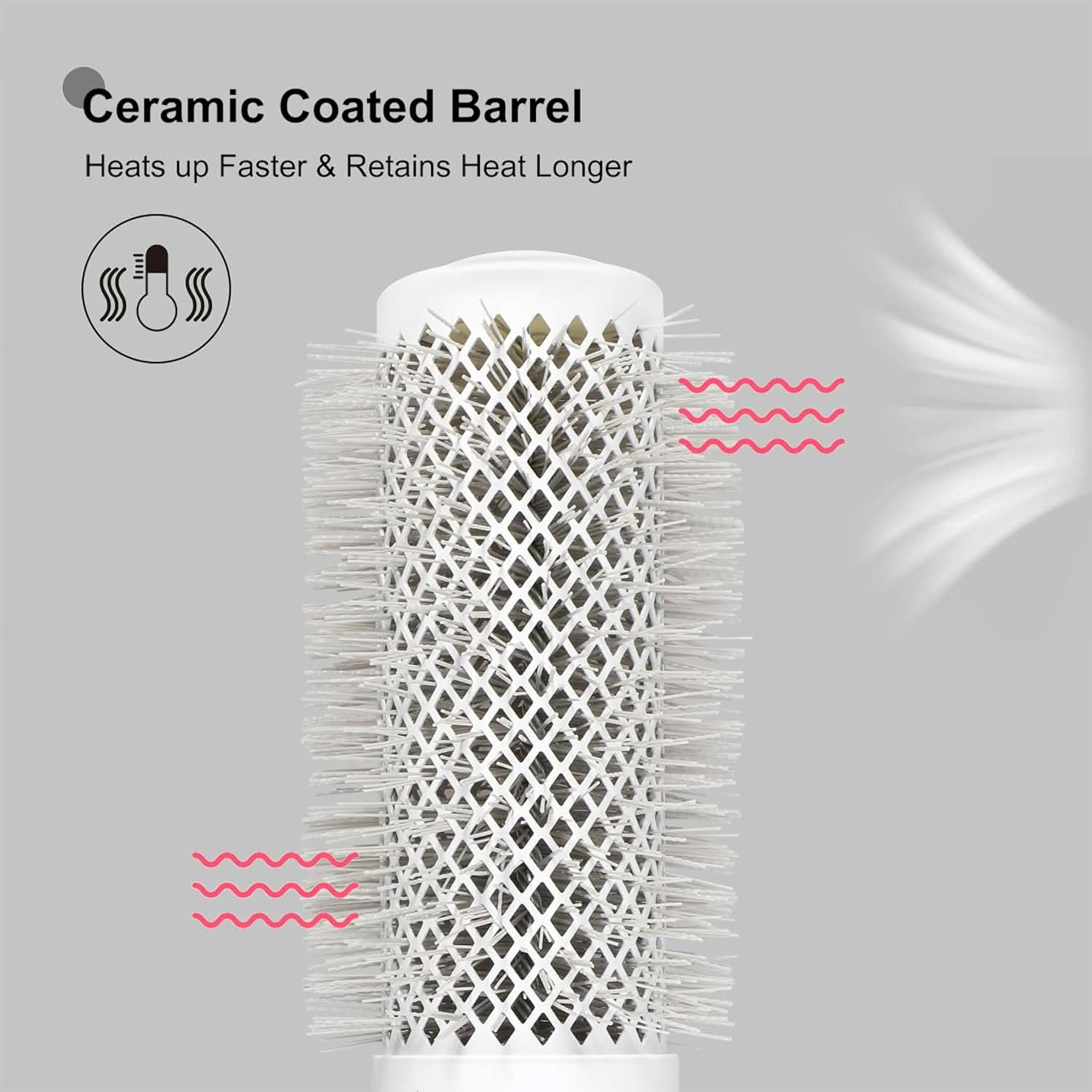 Eagle Fortress XL Ceramic + Ionic Round Hair Brush 2 inch - Grey The Beauty Box
