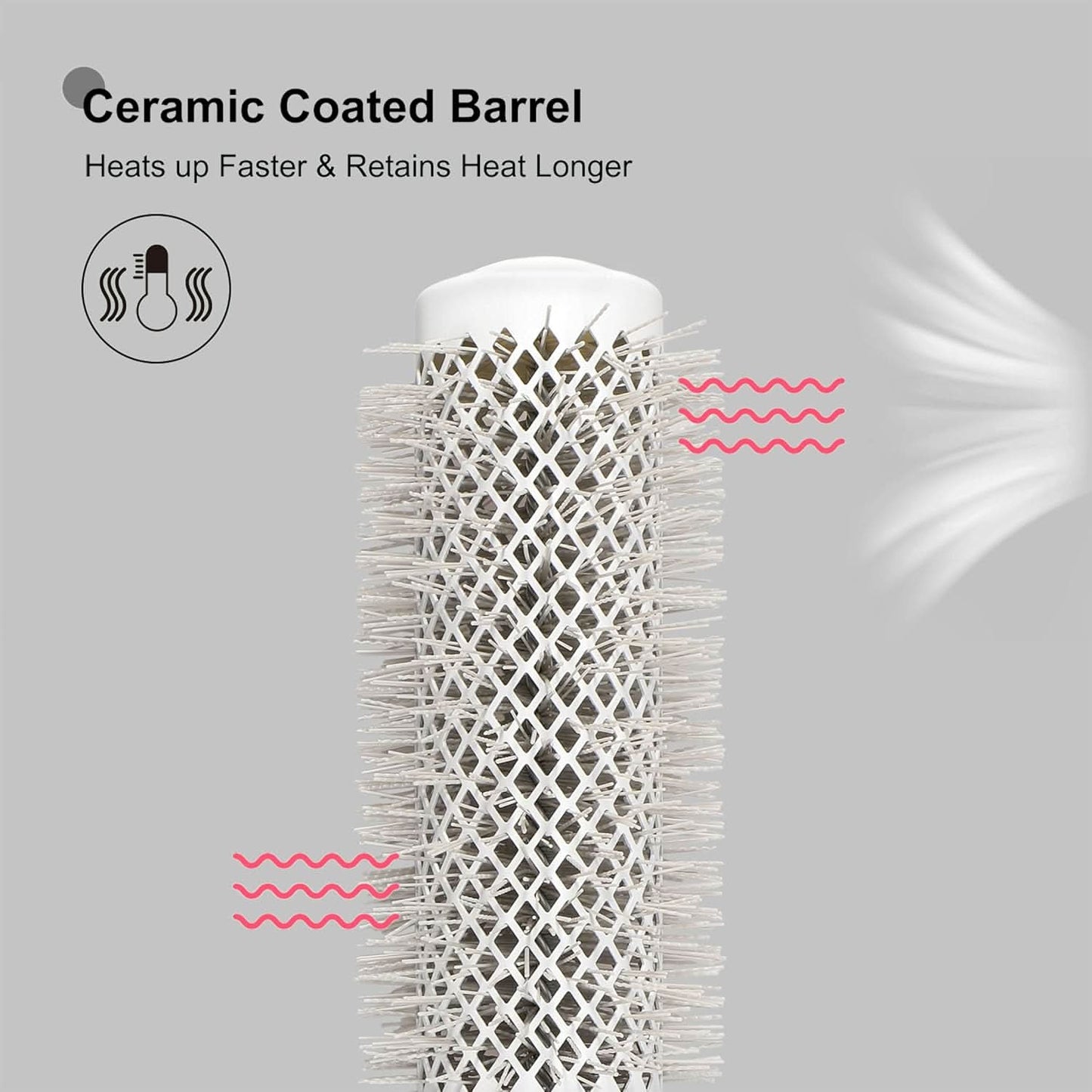 Eagle Fortress XL Ceramic + Ionic Round Hair Brush 1.69 in - Grey The Beauty Box