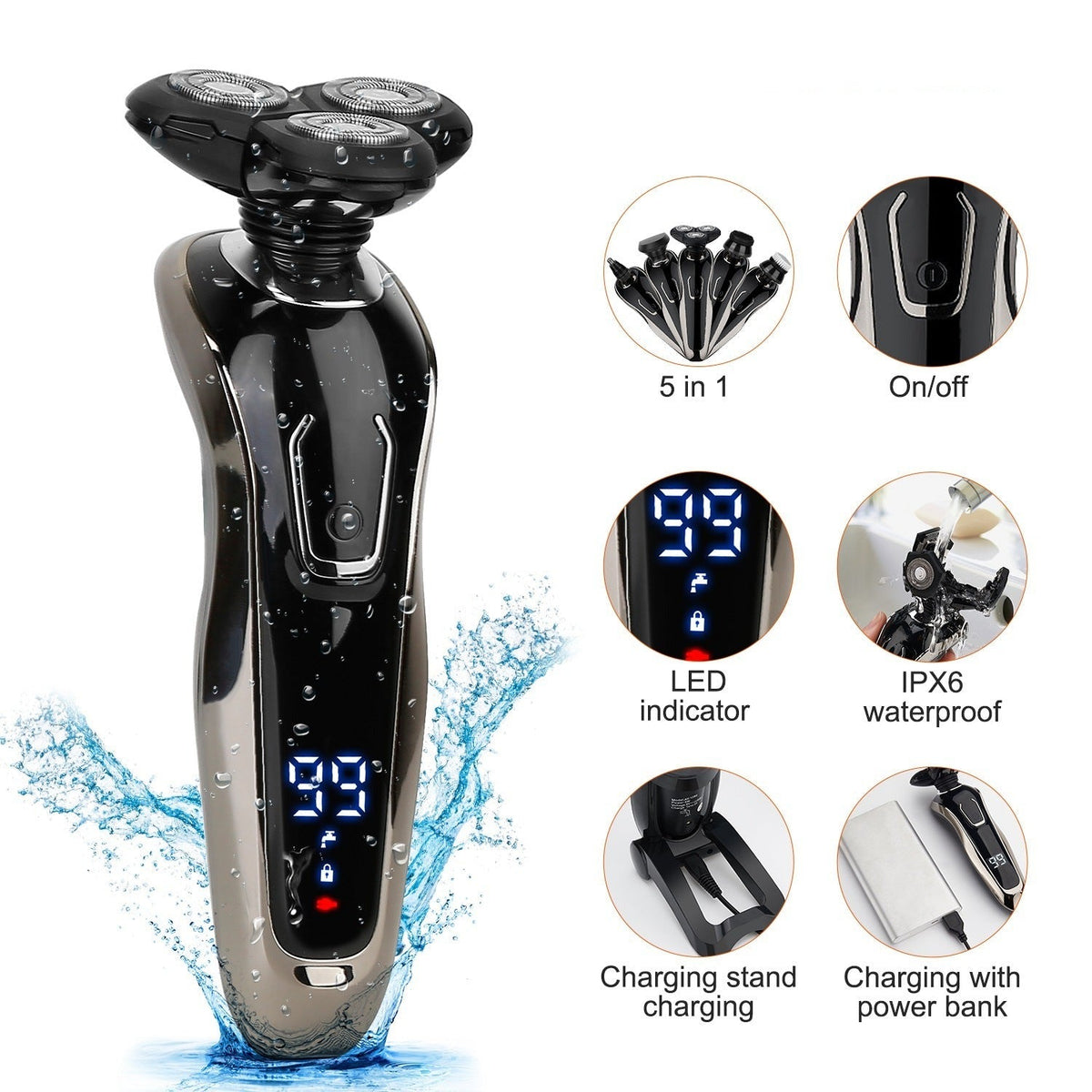 5-In-1 Electric Cordless Razor Shaver Gamba Beauty