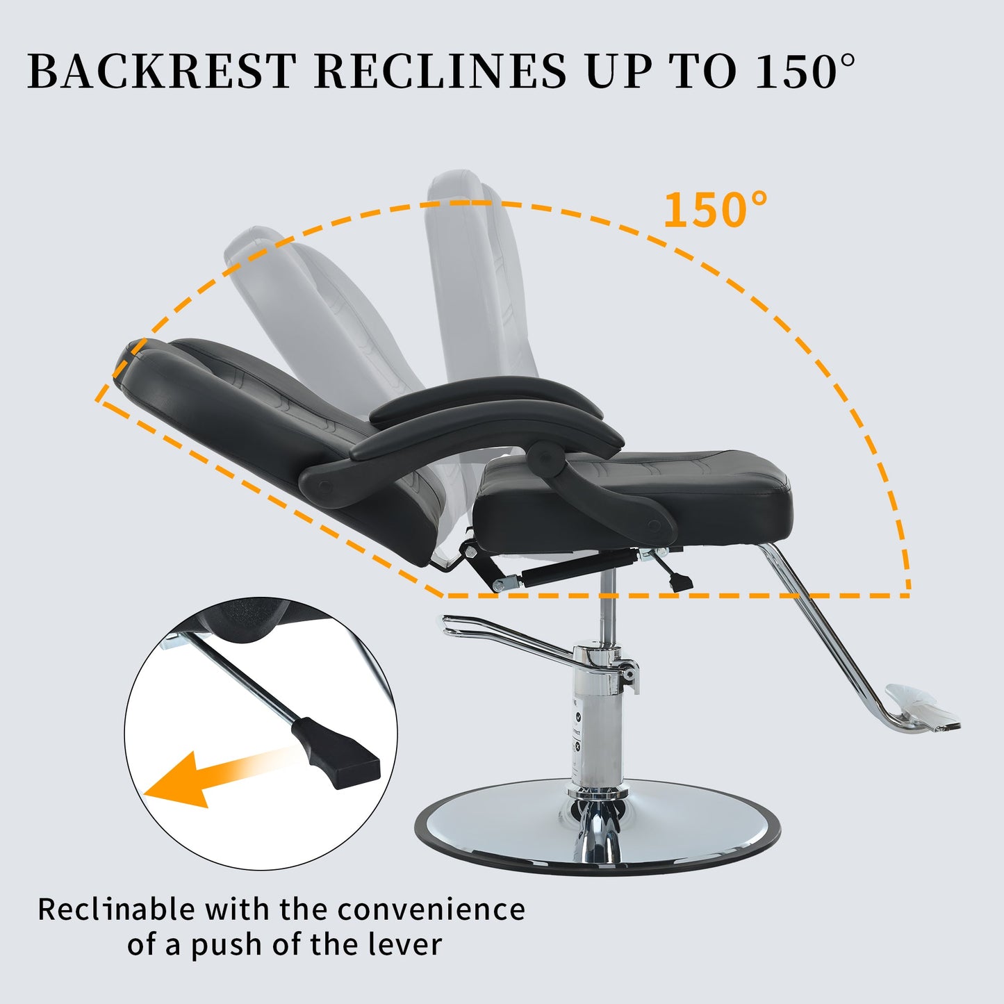 Classic Reclining Barber Chair for Hair Stylist Home Furnishers