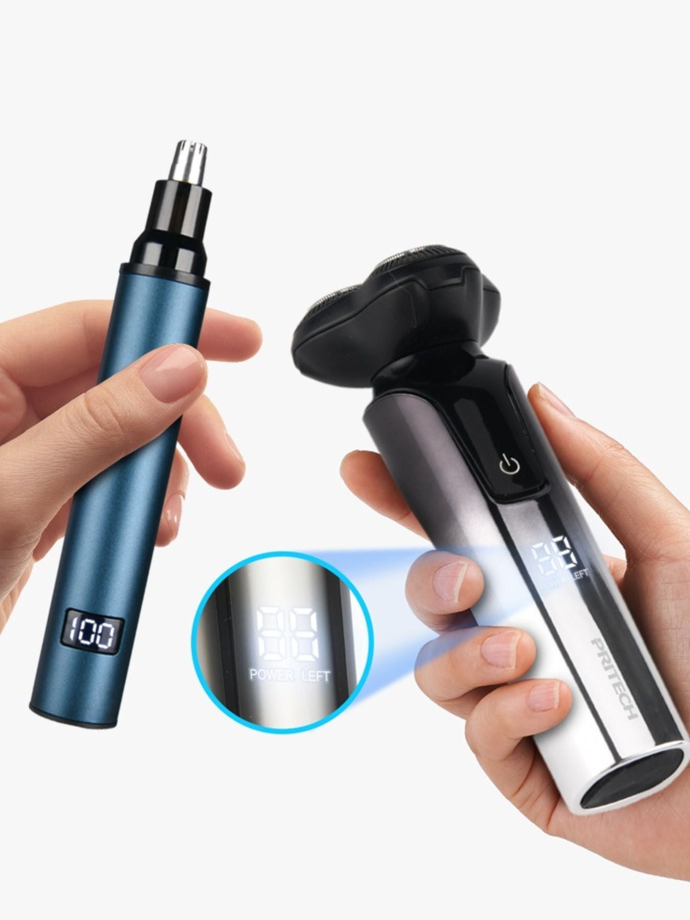 Rotary Rechargeable Electric Shaver and  Nose Hair Trimmer Unique Oils