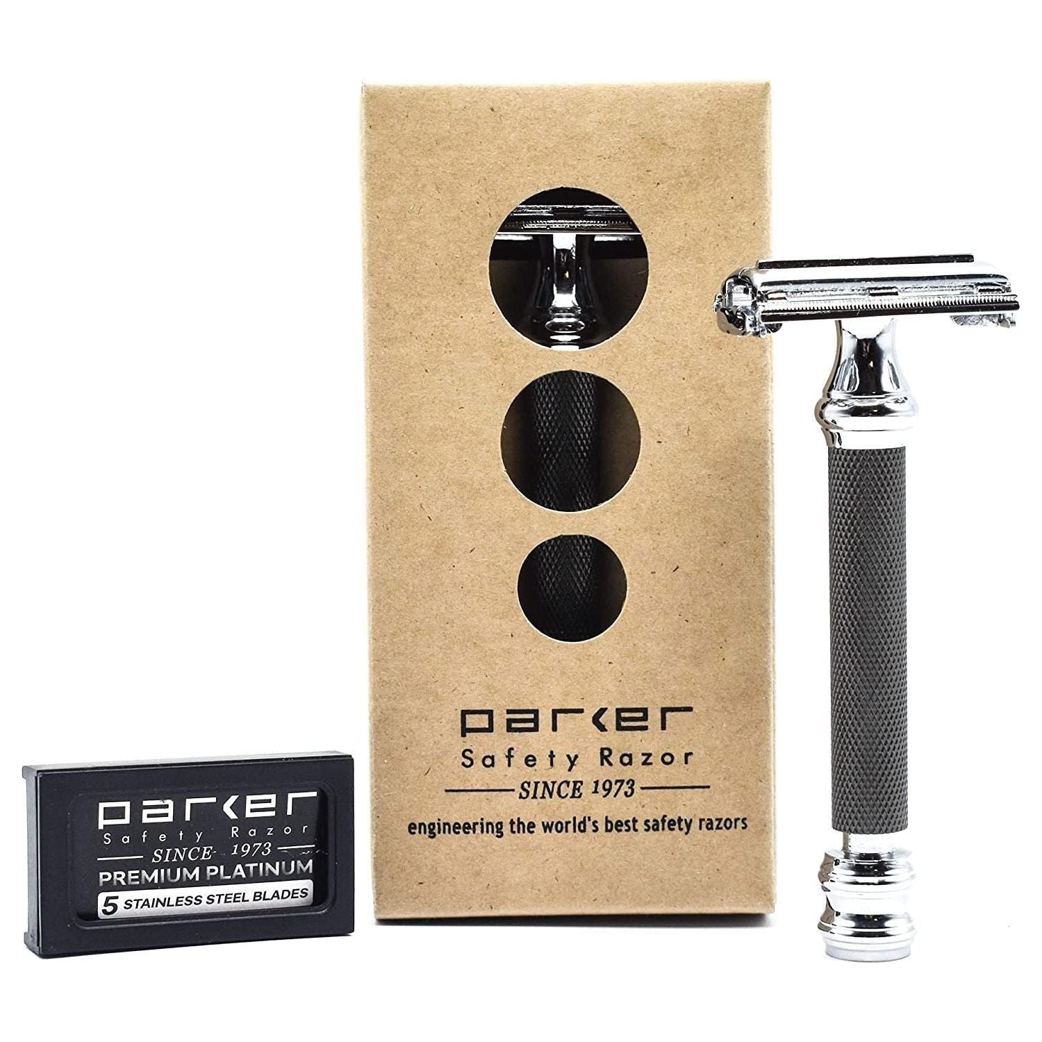Parker 76R Heavyweight Black And Chrome Handle With 5 Free Derby Blades Pasteur Pharmacy