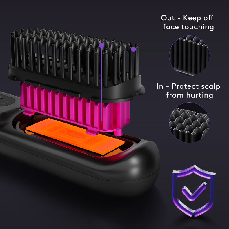 2 In 1 Straight Hair Comb Wireless Hair Straightener Brush Hair Fast Heating Portable Hot Curler USB Charging Elyvora LLC