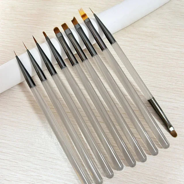 9PCS UV Gel Nail Brush Liner DIY Painting Pen Manicure Acrylic Drawing Brush for Nail Art Design Nails Tip Display Painting Tool American Smart