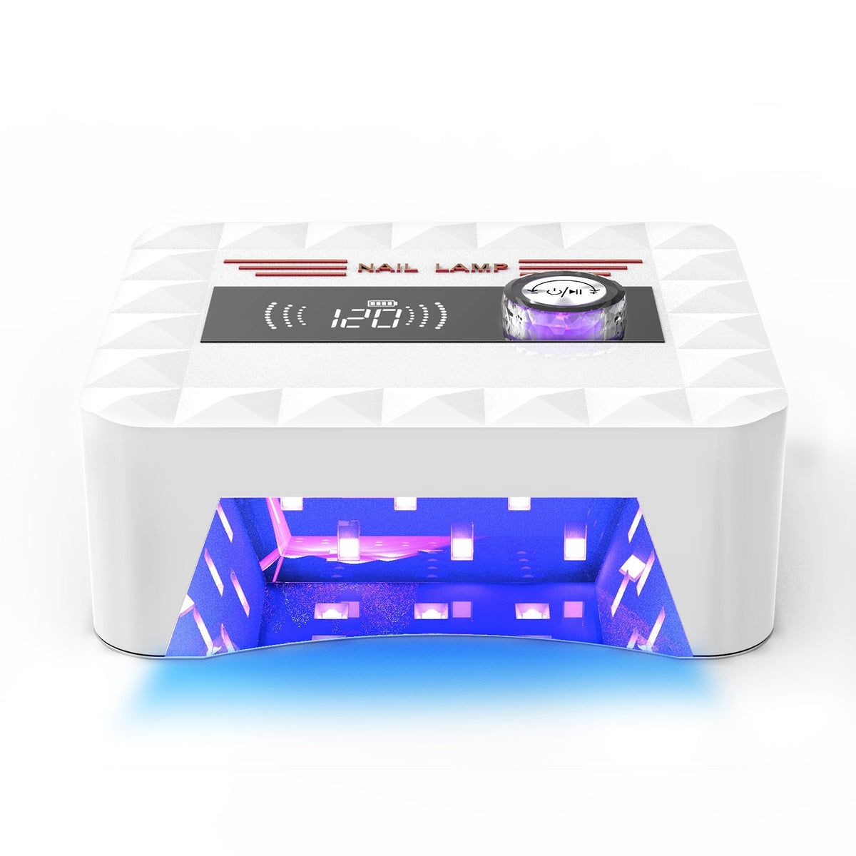 120W Cordless UV Nail Lamp Rechargeable Gel Curing Lamp Gel Polish Light Nail Dryer with LED Display 1-120S Timer Settings 30 LED Beads for Salon and Gamba Beauty
