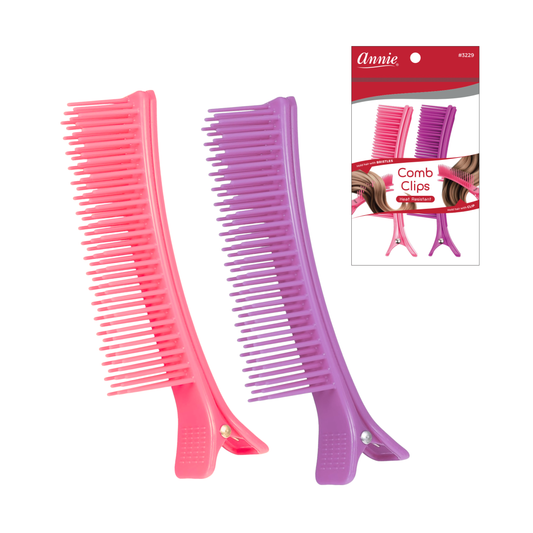 Annie Sectioning Comb Grip Clip, 2 Count, Pink & Purple Annie International, Inc.