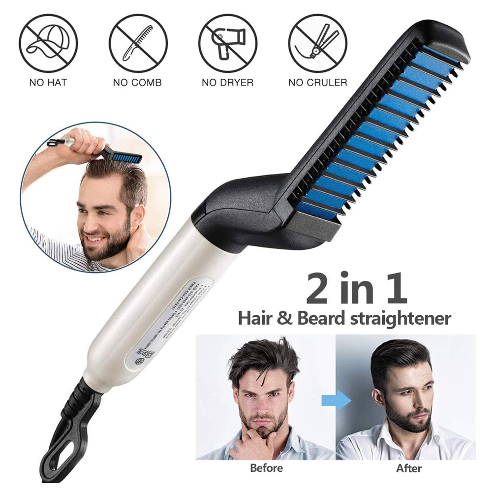Electric Hair Straightener Brush,Men Quick Beard Straightener Styler Comb,Hair Straightening,Curly Hair Straightening Comb,Side Hair Detangling,Multifunctional Hair Curling Curler My Store
