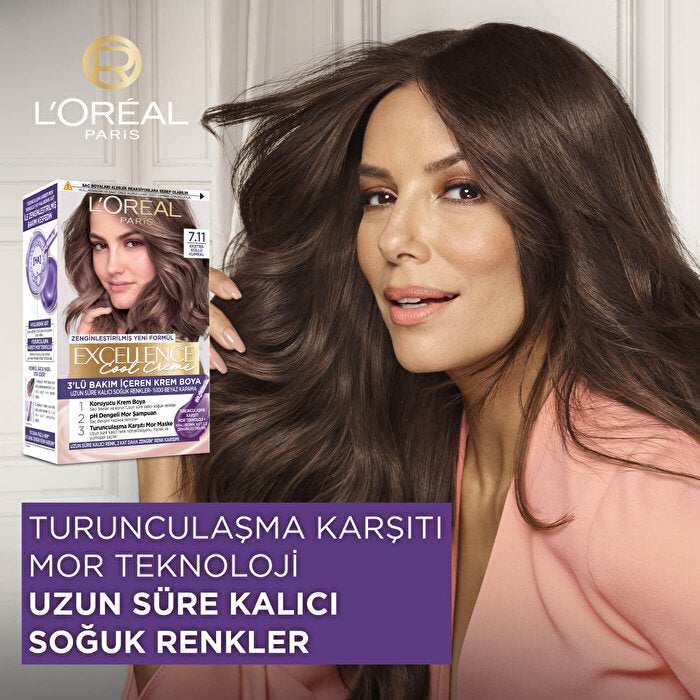 L'Oreal Paris Excellence Cool Creme Hair Color 7.11 - Extra Ash Brown | 100% Gray Coverage Beauty Care Bag