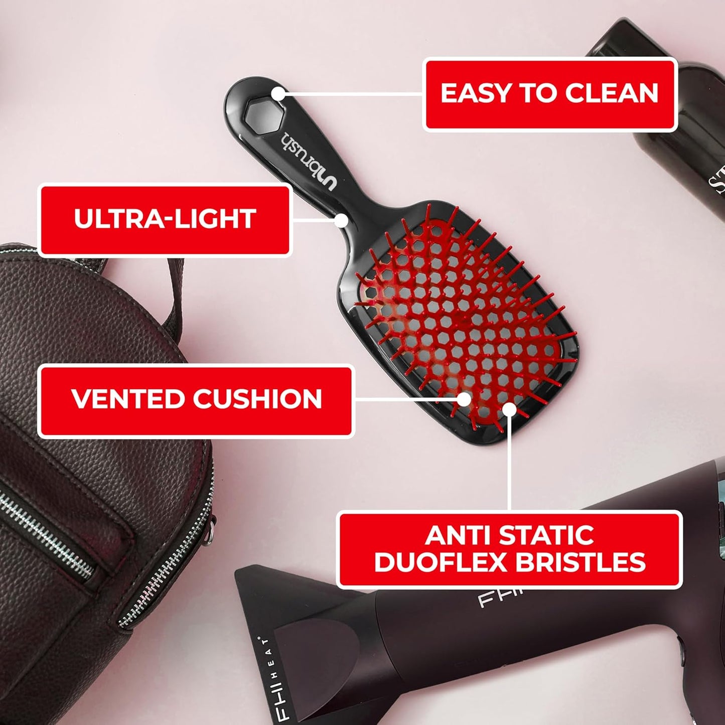 UNbrush DETANGLING BRUSH - RED N.O.S. Barber Supply