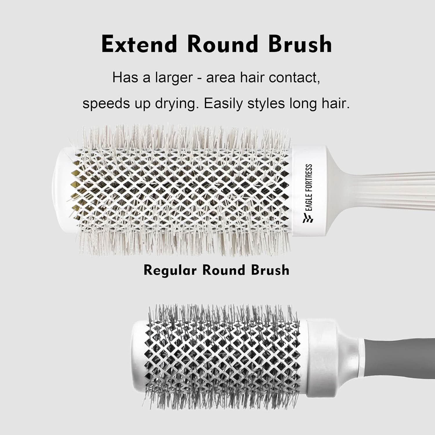 Eagle Fortress XL Ceramic + Ionic Round Hair Brush 1.69 in - Grey The Beauty Box