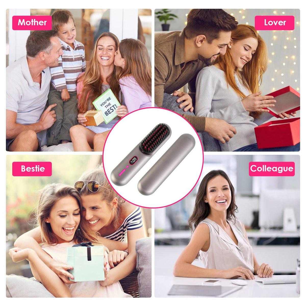 Cordless Hair Straightener Brush Gamba Beauty