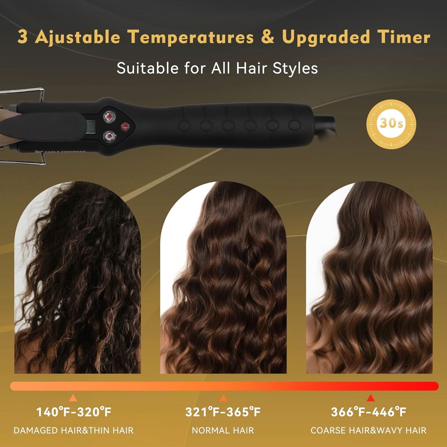 Eagle Fortress 1" Ceramic Curling Iron - Curling Wand JPA010 The Beauty Box