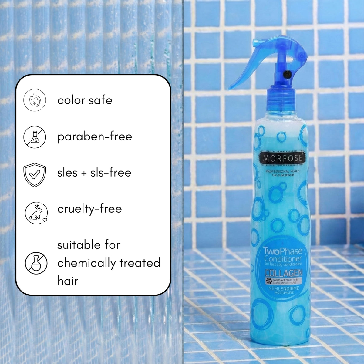 Morfose Two Phase Detangling Spray 400ml - Frizz Control | Hair Care Beauty Care Bag