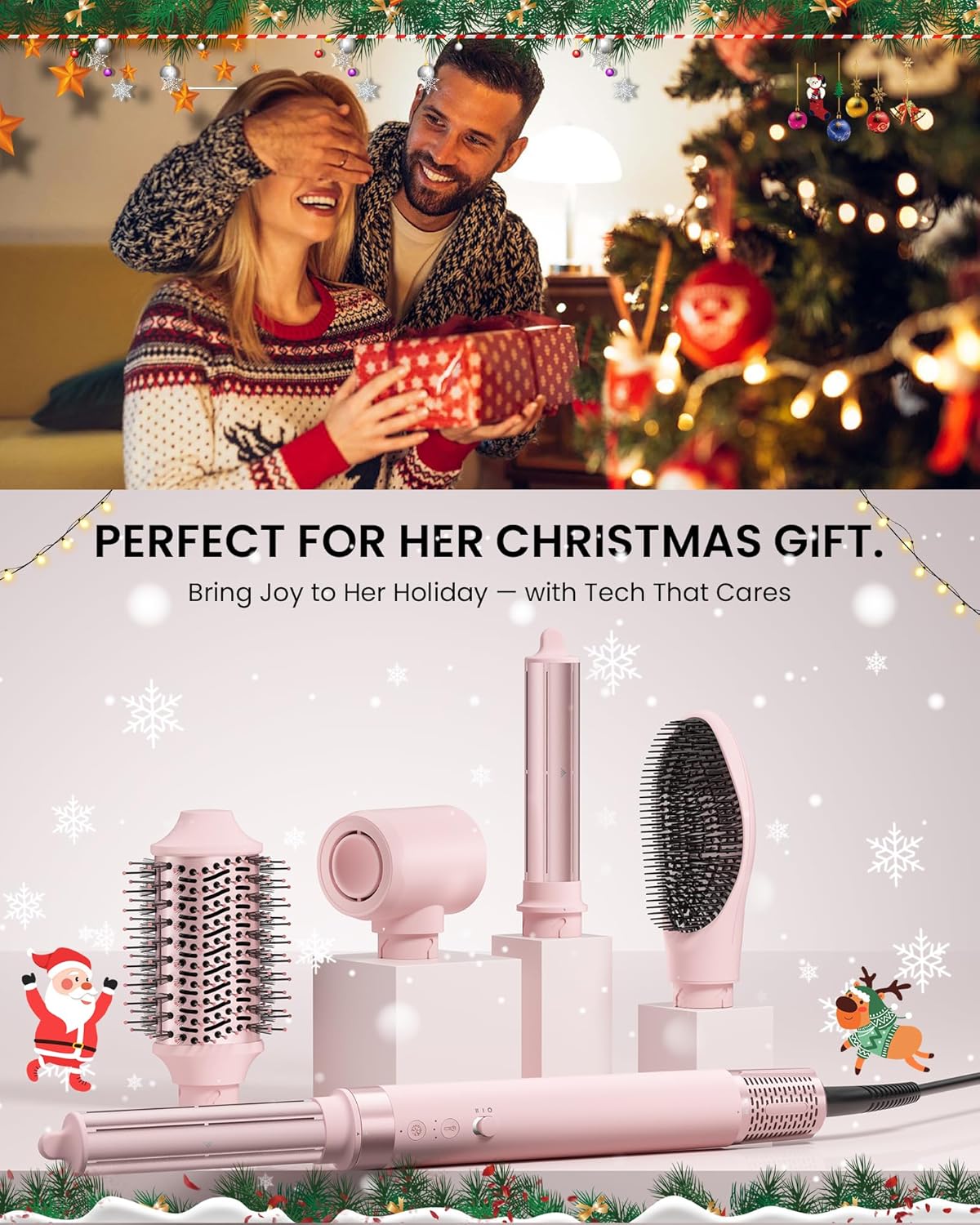 5 in 1 Hot Air Styler Wrap – High-Speed Hair Dryer Brush with Auto Wrap Curlers, Fast Drying & Frizz-Free Styling, No Heat Damage, Volumizing Brush with Travel Bag