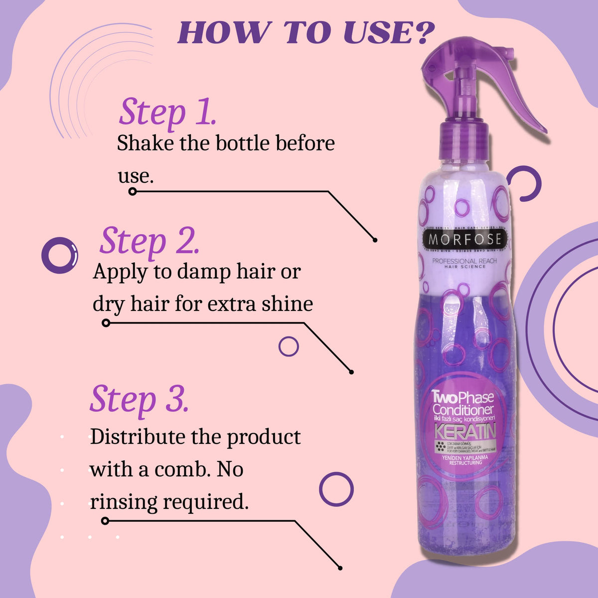 Morfose Two Phase Detangling Spray 400ml - Smooth & Nourish | Hair Care Beauty Care Bag