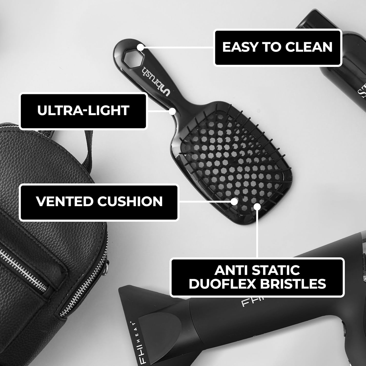 UNbrush DETANGLING BRUSH - BLACK N.O.S. Barber Supply