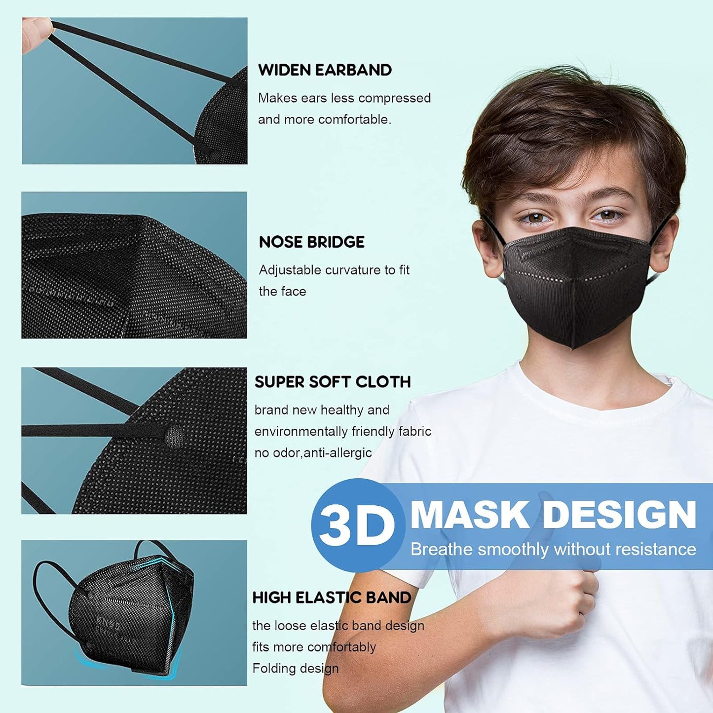 TaiMu - Kids KN95 Face Mask 25pc(Black)
