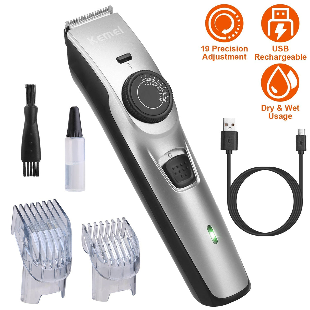 Cordless Beard Trimmer USB Rechargeable Beard Grooming Kit Electric Razor Hair Shaver Clipper with Precision Dial GBruno Store