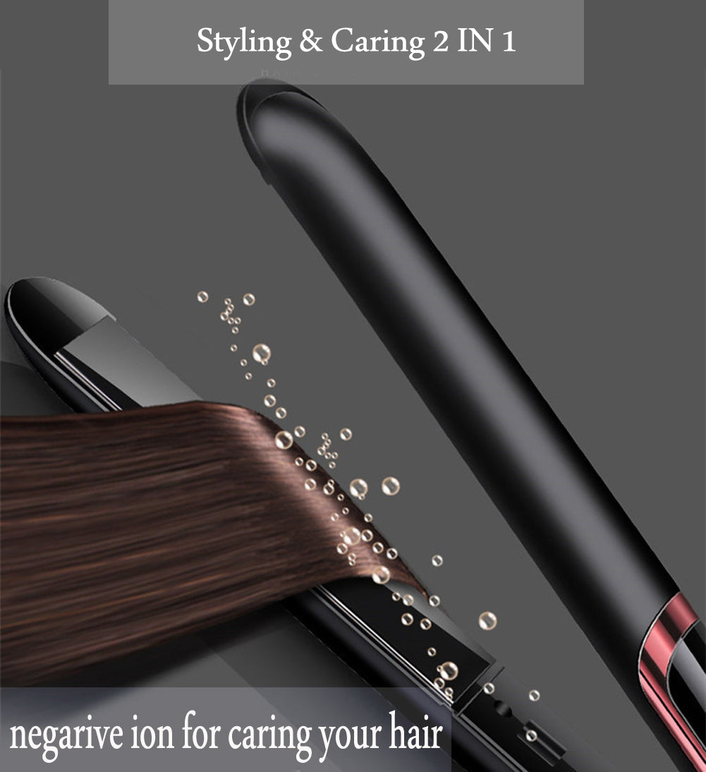 LED display straight hair curling double with curling iron Elyvora LLC