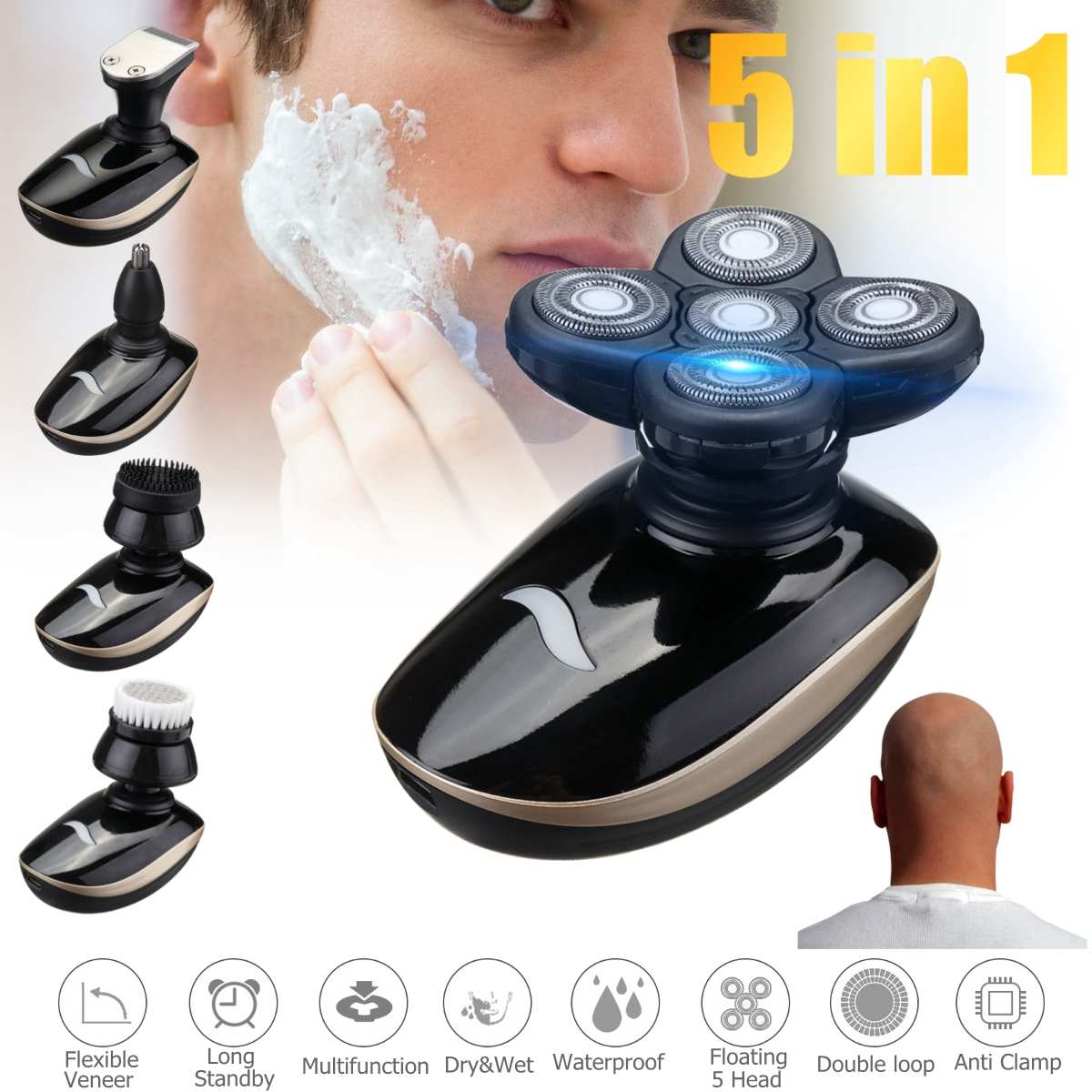 5 In 1 4D Rechargeable Bald Head Electric Shaver My Store