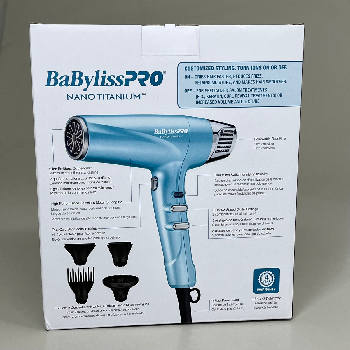 BaBylissPRO Nano Titanium Professional 1875w Blow Dryer 2X Ion High Performance PayWut