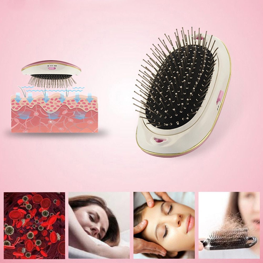 Portable negative ion anti-static straight hair vibration massage comb straight hair comb hair straightener hair comb dry battery FLIPSTYLEZLLC