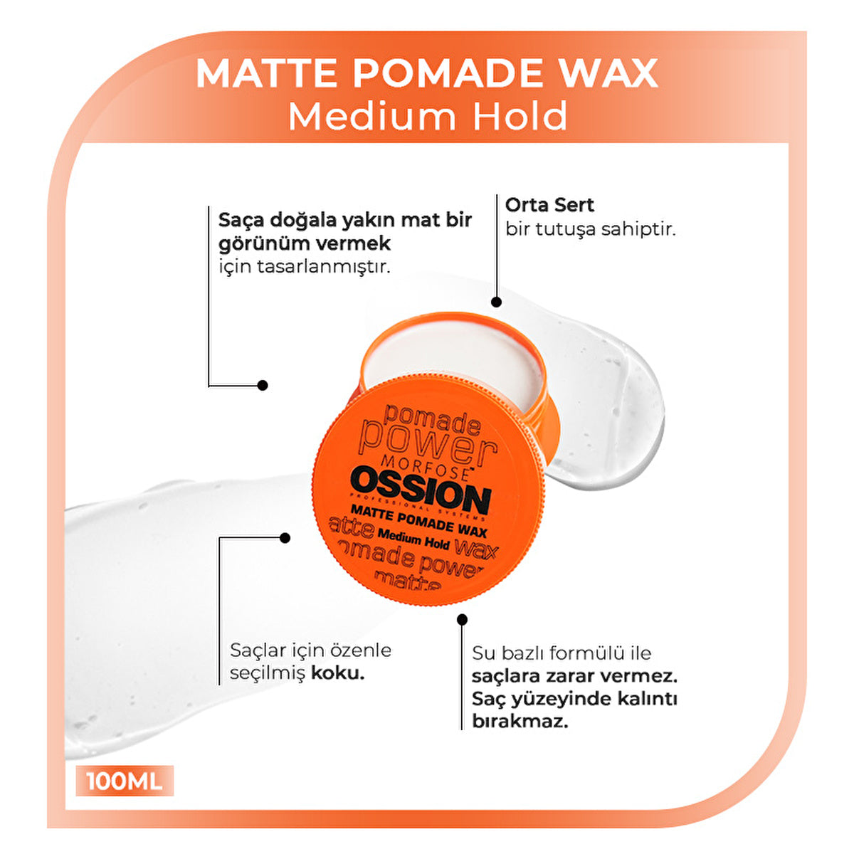 Morfose Ossion Matte Pomade Wax 3.4Oz - Medium Hold Beauty Care Bag