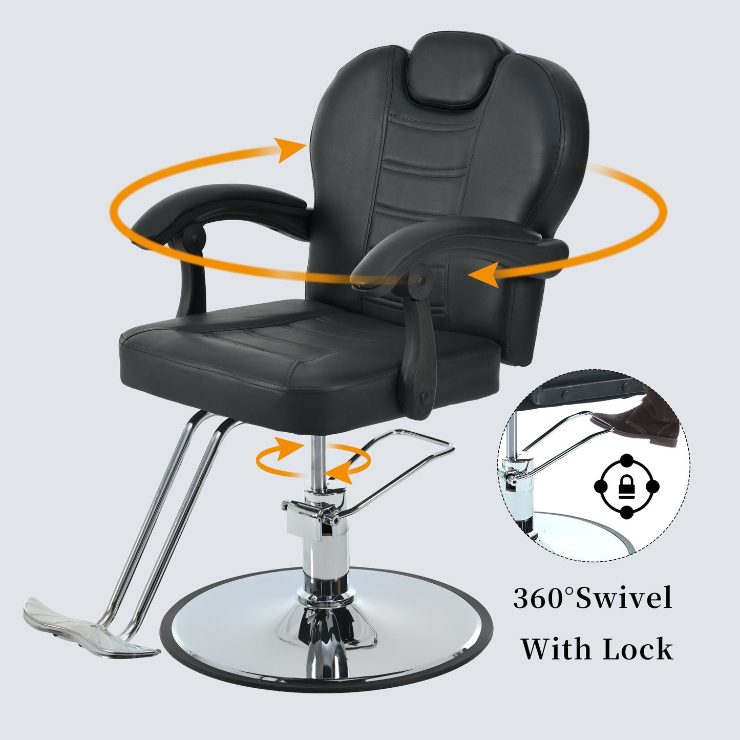 Classic Reclining Barber Chair Salon Chair For Hair Stylist With Heavy Duty Hydraulic Pump, 360° Rotation, Tattoo Chair Shampoo Beauty Salon Equipment, Max Load Weight 330 Lbs HouseOfZazla
